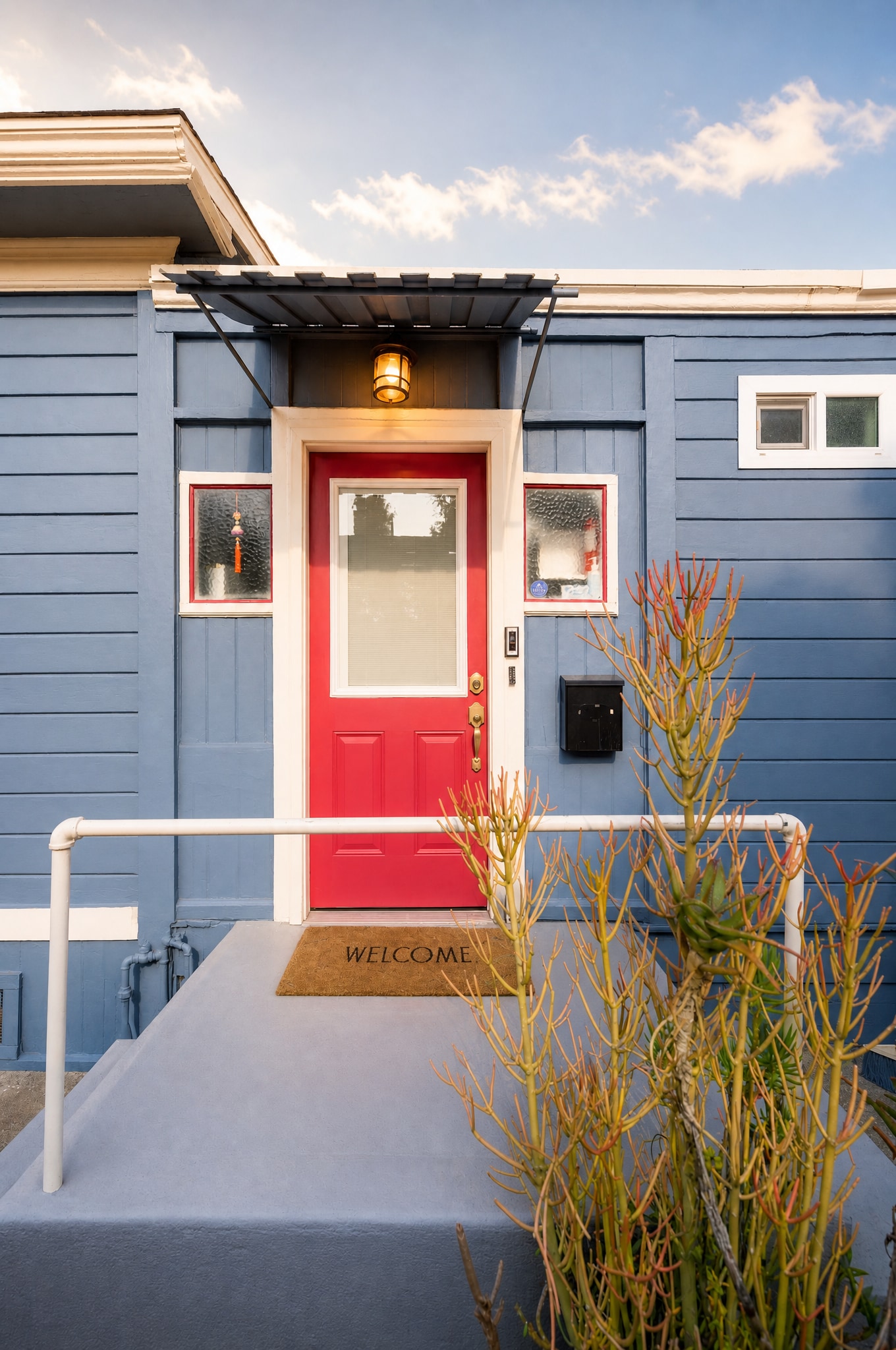 Front door listing photo before and after safe AI-assisted cleanup